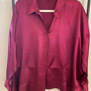 Eileen Fischer Burgundy Silk Blouse